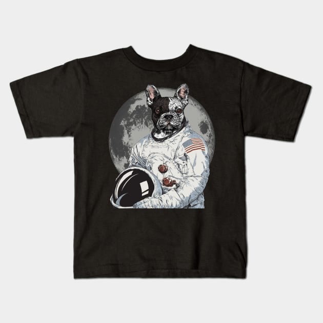 French Bulldog Astronaut Kids T-Shirt by byfab